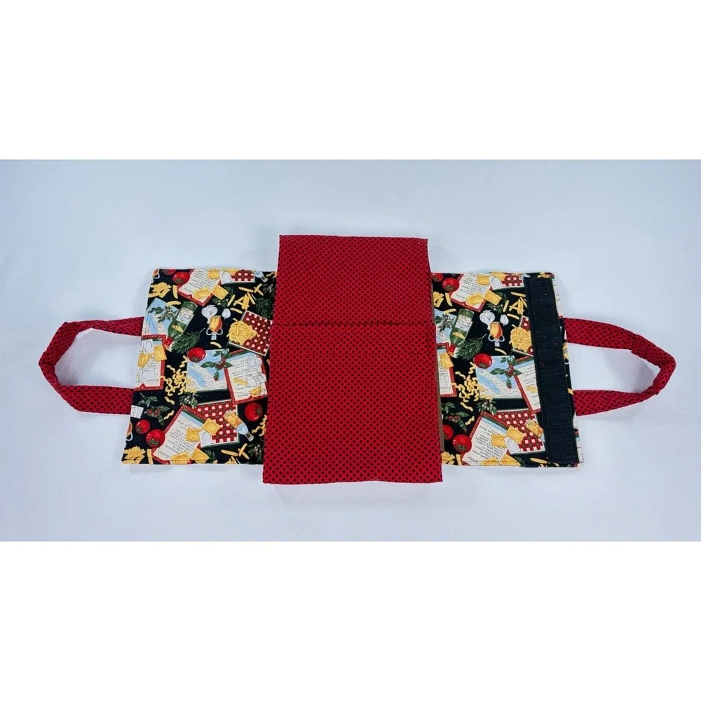 Handmade Insulated Casserole Carrier Tote Italian Pasta Print Red Polka Dot